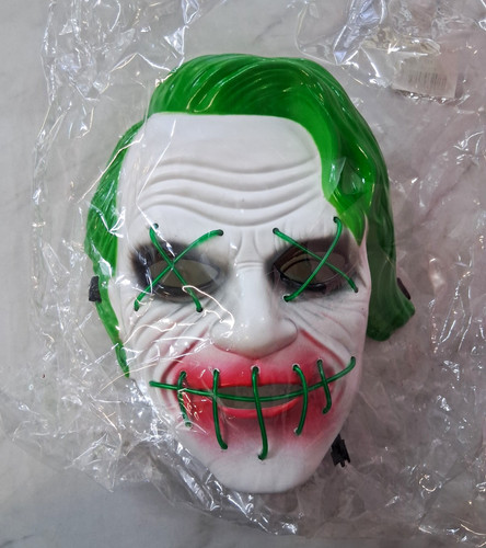 Led clown half face plastic - half,